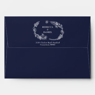 Navy Blue String Lights Return Address Envelope