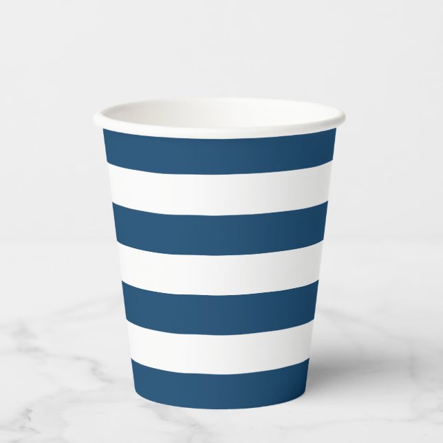 Navy Blue Stripe Paper Cup (Front)