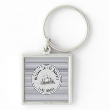 Navy Blue Stripe Vintage Label and Name