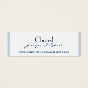 Navy Blue Stripe with Floral Wedding Drink Ticket
