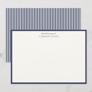 Navy Blue Striped From Nursery Custom Baby Shower Thank You Card