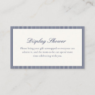 Navy Blue Striped Preppy Baby Display Shower  Enclosure Card