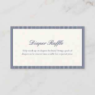 Navy Blue Striped Preppy Baby Shower Diaper Raffle Enclosure Card