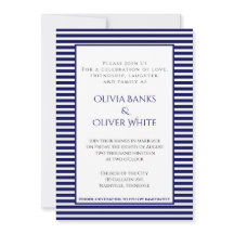 Navy Blue Striped - Wedding Invitation