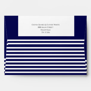 Navy Blue Striped - Wedding Invitation Envelope