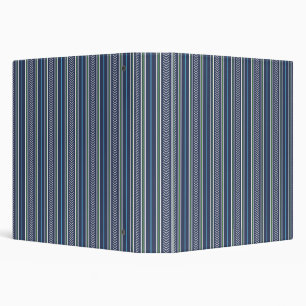 Navy Blue Stripes and Fishbone Pattern Binder