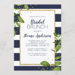 Navy Blue Stripes Botanical Bling Bridal Brunch Invitation<br><div class="desc">A bold,  elegant bridal brunch invitation with navy blue and white stripes bordered in lush greenery and glitter confetti. Background colour can be changed to match your colour scheme. Simply change the background colour on the front and back of the invitation.</div>