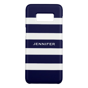 Navy Blue Stripes Changeable White Background Case-Mate Samsung Galaxy S8 Case