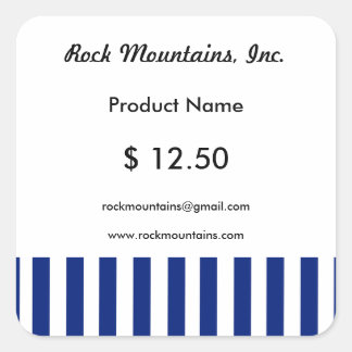 Navy Blue Stripes Executive Price Tag Stickers