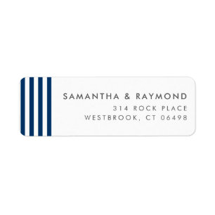 Navy Blue Stripes Nautical Return Address