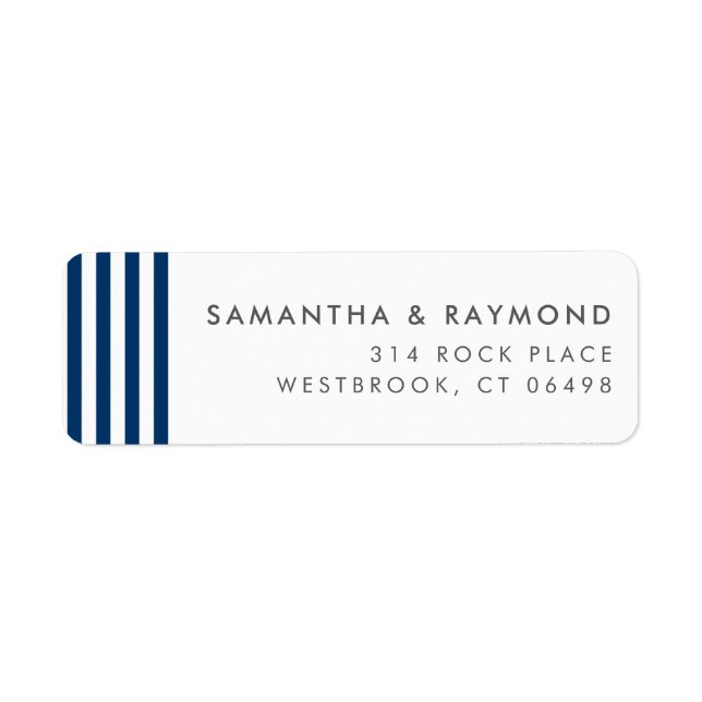 Navy Blue Stripes Nautical Return Address (Front)