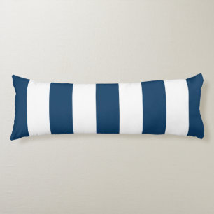 Navy Blue Stripes, White Stripes, Striped Pattern Body Pillow