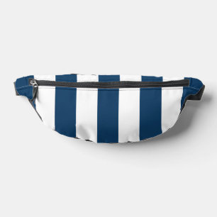 Navy Blue Stripes, White Stripes, Striped Pattern Fanny Pack