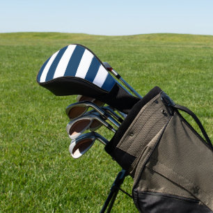 Navy Blue Stripes, White Stripes, Striped Pattern Golf Head Cover