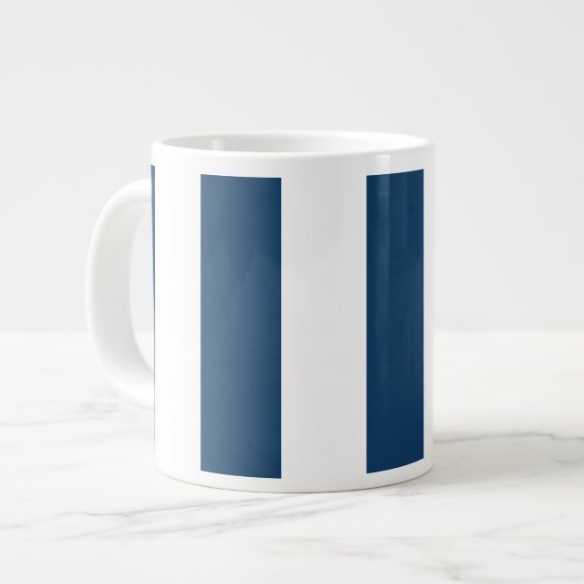 Navy Blue Stripes, White Stripes, Striped Pattern Large Coffee Mug (Front Left)