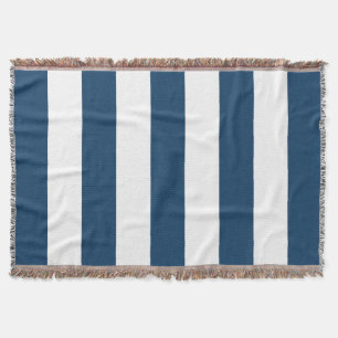 Navy Blue Stripes, White Stripes, Striped Pattern Throw Blanket