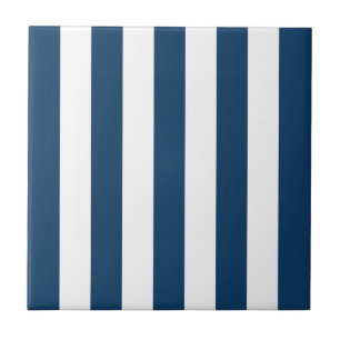 Navy Blue Stripes, White Stripes, Striped Pattern Tile