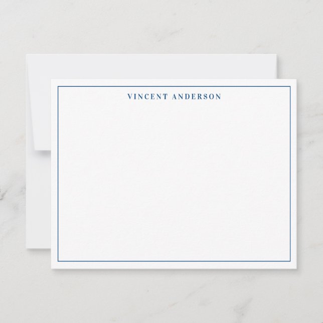 Navy Blue Stylish Classic Typography Thin Border Card (Front)