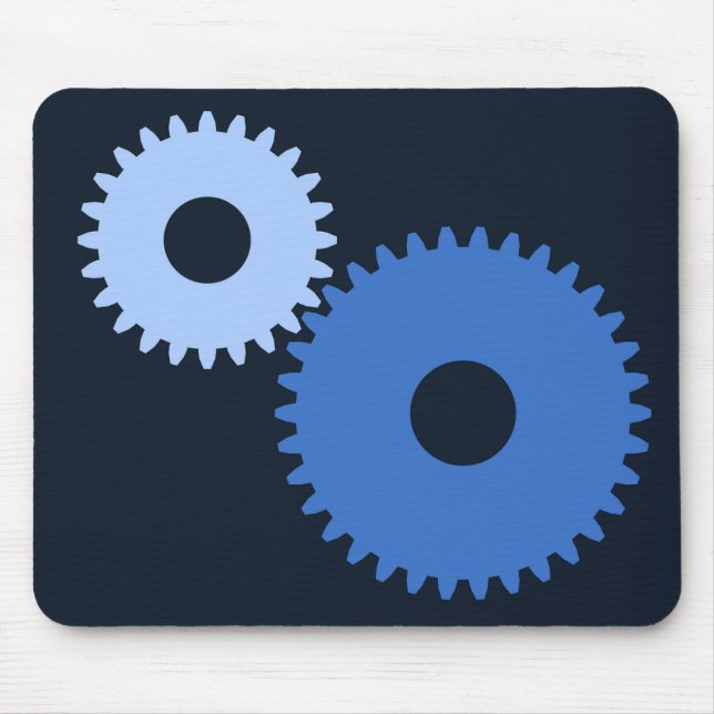 Navy Blue stylish machine cogs Mouse Pad (Front)