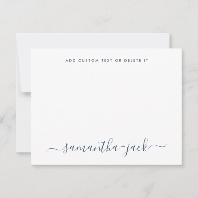Navy Blue Stylish Script Elegant Minimalist Card (Front)