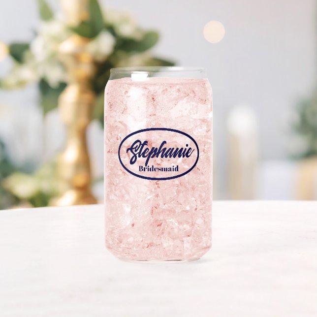 Navy Blue Stylized Name Bridesmaid Glass (Insitu (Wedding))