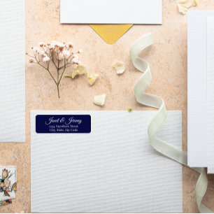 Navy Blue Stylized Name Wedding Address