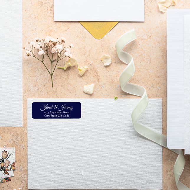 Navy Blue Stylized Name Wedding Return Address (In Situ Wedding)