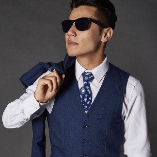 Navy Blue Summer Pattern Tie