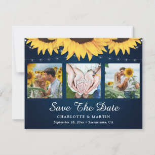Navy Blue Sunflower 3 Photo Enregistrer Les Cartes