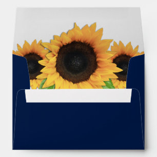 Navy Blue Sunflower Envelopes with Return Address