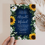 Navy Blue Sunflower Rustic Wedding Invitations<br><div class="desc">Navy Blue Sunflower Rustic Wedding Invitations - feature a navy blue barn wood background decorated with watercolor daisies,  sunflowers,  greenery,  baby's breath,  and lily of the valley.</div>