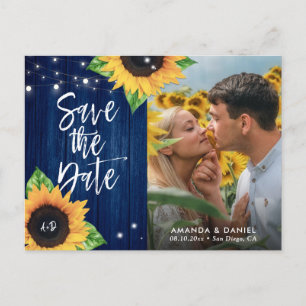 Navy Blue Sunflower Sauvez la date Carte postale P