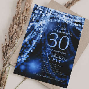 Navy Blue   Surprise 30th Birthday Party  Invitation