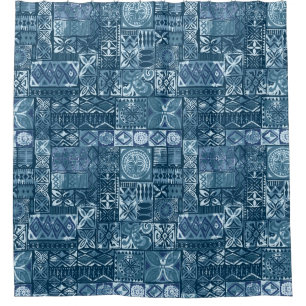 Navy Blue Tapa: Tribal Fabric Abstract