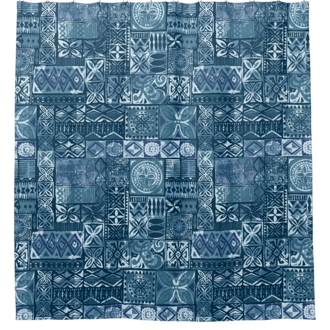 Navy Blue Tapa: Tribal Fabric Abstract (Front)