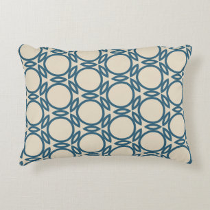 Navy Blue Taupe Geo Design Accent Pillow