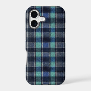 Navy Blue & Teal Plaid Phone Case Classic Tartan