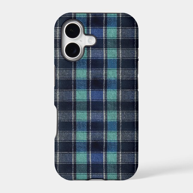 Navy Blue & Teal Plaid Phone Case | Classic Tartan (Verso)
