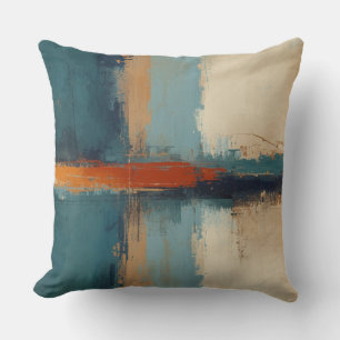 Navy Blue Teal Red Modern Rustic Abstract Design Throw Pillow