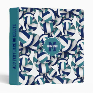 navy blue teal school colours volleyball pattern binder