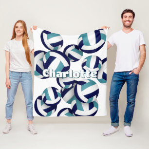 navy blue teal volleyball team colors room decor fleece blanket