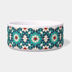 Navy Blue Teal White Red Marble Moroccan Mosaic