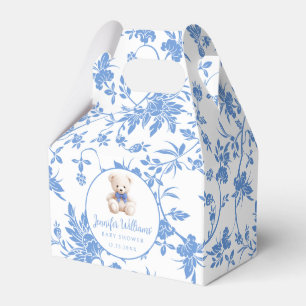 Navy blue teddy bear baby boy shower favor box