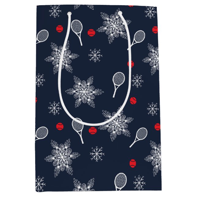 Navy blue 💙 tennis Christmas  Medium Gift Bag (Front)