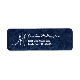 Navy Blue Textured Background Monogram Version 006