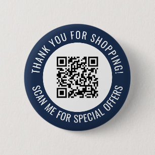 Navy Blue Thank You & Scan Me Promotional QR Code 2 Inch Round Button