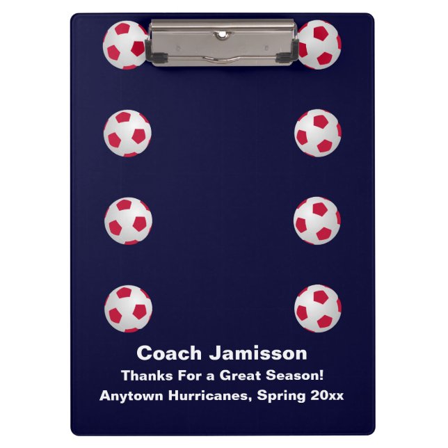 Navy Blue, Thank You Soccer Coach, Name, Clipboard (Front)