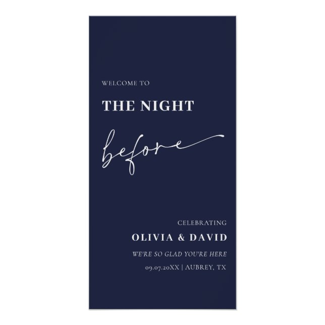 Navy Blue The Night Before Rehearsal Dinner Sign (Front)