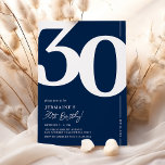 Navy Blue Thirty 30th Birthday Party Invitation<br><div class="desc">Classic navy blue 30th birthday party invitations featuring the number '30' in a large bold serif font,  and a modern invite template that is easy to personalize.</div>