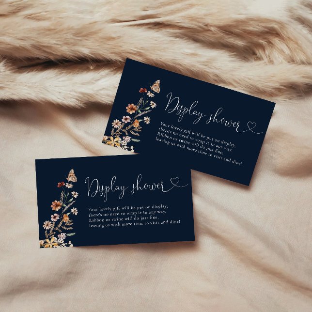 Navy Blue Tiny Wildflower Baby Shower Display  Enclosure Card (Creator Uploaded)